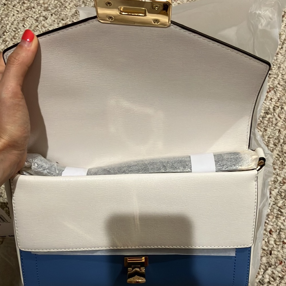 Michael Kors Kinsley 35S0GYKF2T Medium Leather Flap Shoulder Crossbody Bag blue - Picture 8 of 12